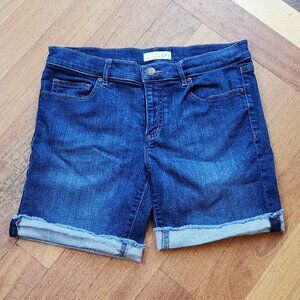 LOFT Dark Wash Rolled Jean Shorts Size 28/6